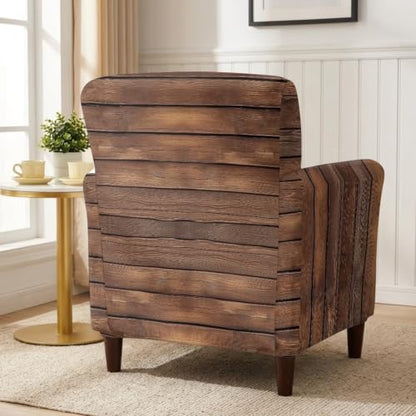 Wood Texture Arm Chair Slipcover for Living Room Fall Decor - Elastic & Universal Fit