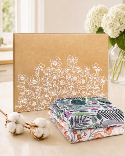 Botanical Cotton Kitchen Towels - Set of 2, Quick Dry & Highly Absorbent