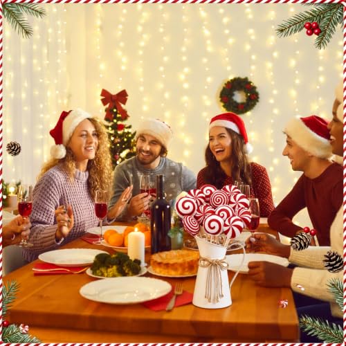 Christmas Lollipop Decorations - 12 Pcs Fabric Candy on Sticks - Variation of Lollipop