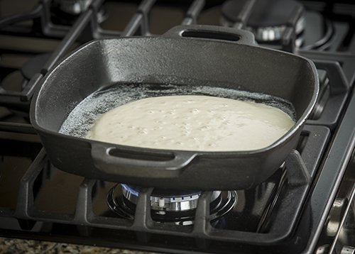 TableCraft Pre-Seasoned 10" Cast Iron Square Fry Pan - Commercial Quality for Home & Restaurant Use, 2 Quart, Black