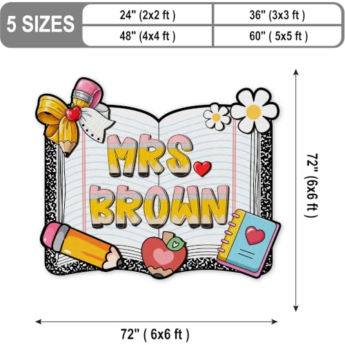 Personalized Classroom Shaped Rug - Composition Notebook Design B03