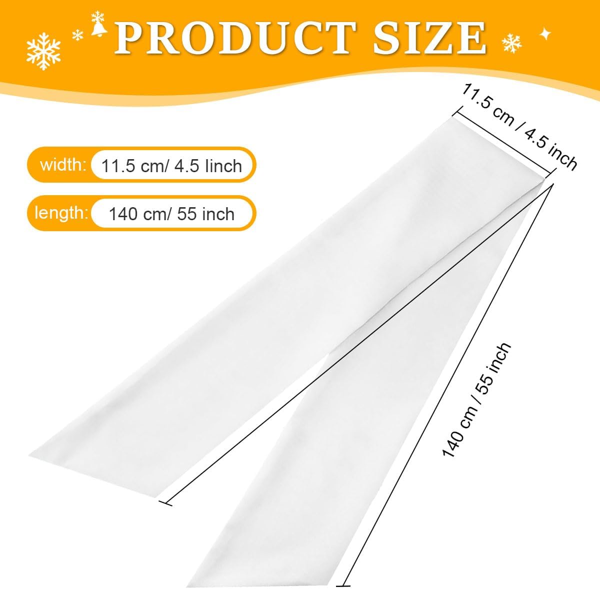 Skiennix Wreath Sash - 2Pcs White Embroidery Blanks for Monogramming | Perfect for Home, Party & Weddings