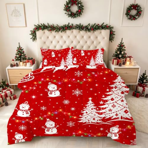 Festive Christmas Comforter King Size Red Snowflake Tree Quilts - Variation of THIS listing