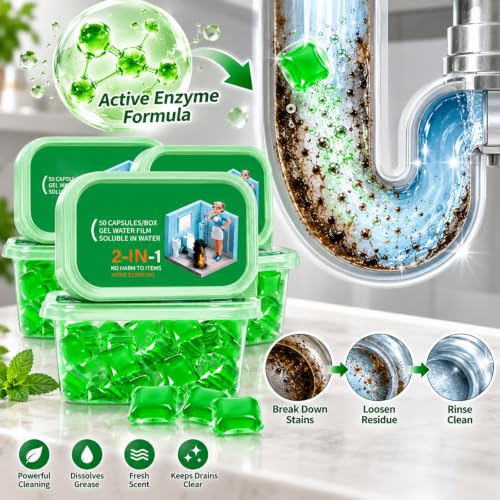 Bio-Enzyme Drain Deodorizer Pods 2pcs - Long-Lasting Fresh Scent for Kitchen & Bathroom Drains