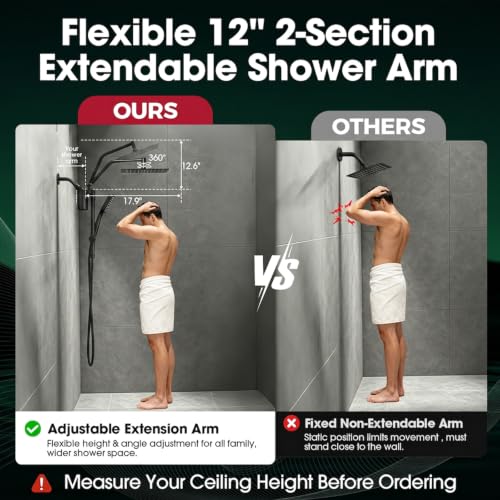 Filtered Shower Head with Handheld High Pressure Rainfall Showerhead - Black
