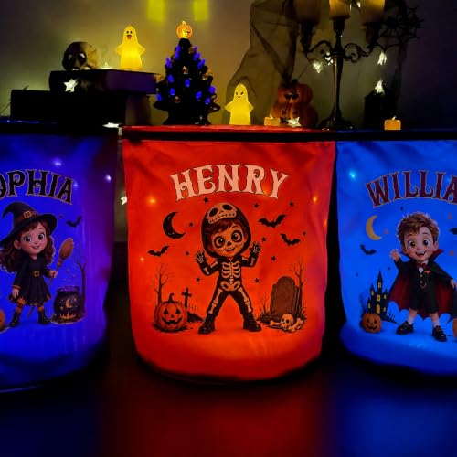 Personalized Cartoon Halloween LED Trick or Treat Bucket - Callie