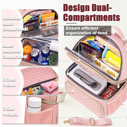 Weitars Lunch Bag for Women,Dual Compartment Lunch Box for Women Lunch Tote for Work,Insulated Leakproof Large Lunchbox Lunch Cooler for Adult for Men, Women, Lunchbag for Hiking,Picnic,Beach