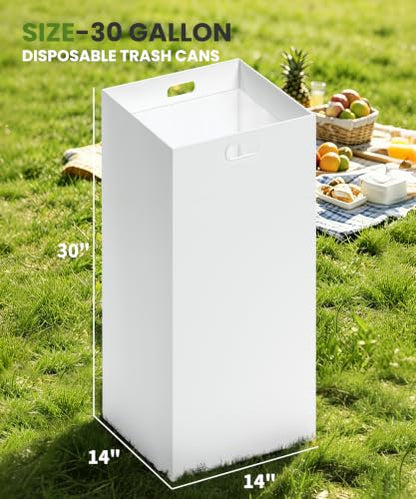 Disposable 30-Gallon Party Trash Cans with Rim Clips - 4 Pack