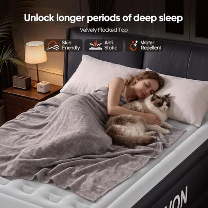 Full & Queen Air Mattress with Built-In Pump – 18 Inch Raised, Waterproof PVC