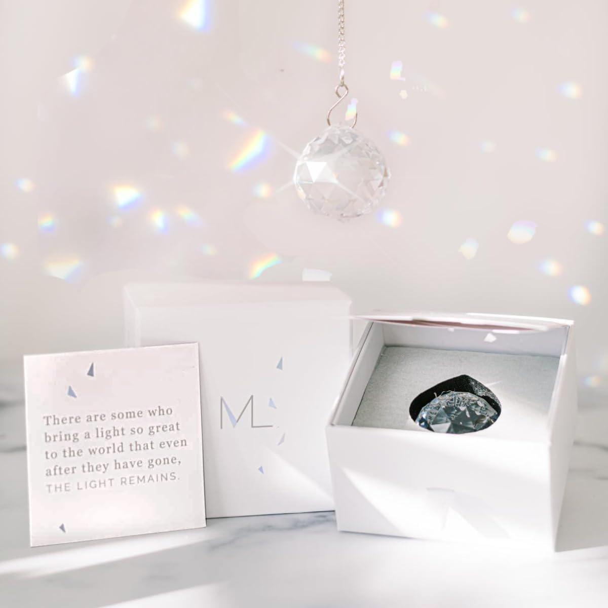 Memorialight Crystal Ornament | 40mm Rainbow Maker - Unique Grief Gift for Loved Ones & Sympathy