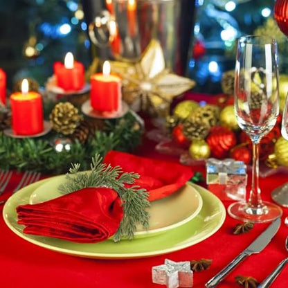 Green Pine Needle Napkin Rings Set of 6 for Christmas Table Decor
