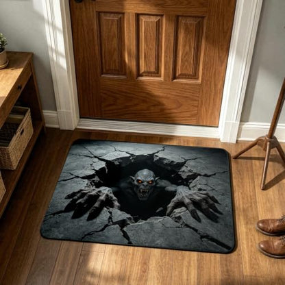 Halloween Illusion Rug 3D Skeleton Floor Mat for Front Door Indoor Outdoor - 3'11" x 2'8" Variation A