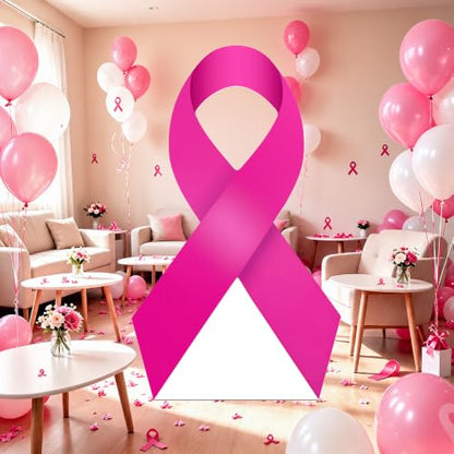 Pink Ribbon Awareness Stand-Up for Indoor Outdoor Decor - 4 FT