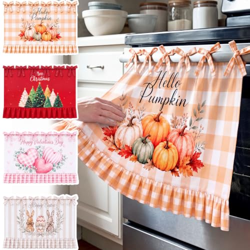 Fall Oven Skirt Pumpkin Oven Curtain 4-Piece Seasonal Kitchen Decor - Fall Style