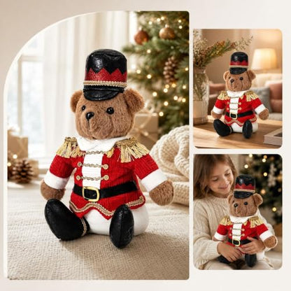 Nutcracker Style Christmas Soldier Teddy Bear Desktop Ornament - Red