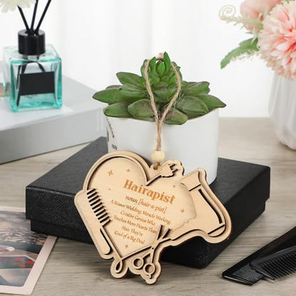 Hairstylist Christmas Tree Ornament Heart-Shaped Wooden Decor