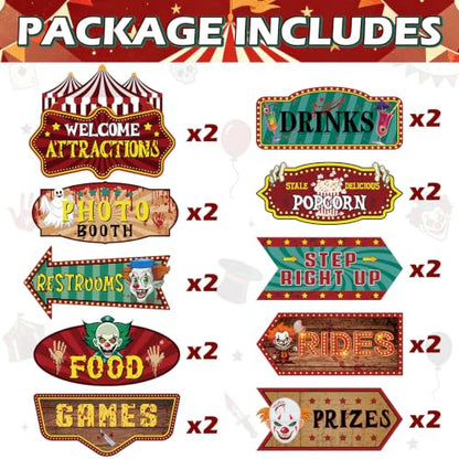 Halloween Carnival Directional Signs - 20 Pack for Party Decorations