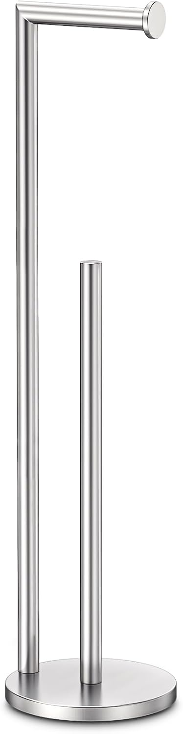 Skiennix Toilet Paper Holder Stand - Rustproof Brushed Nickel Design | Holds 4 Rolls with Storage