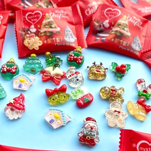 Christmas Mystery Blind Bags Set of 100 Resin Figurines - Glow-in-the-Dark Holiday Decor