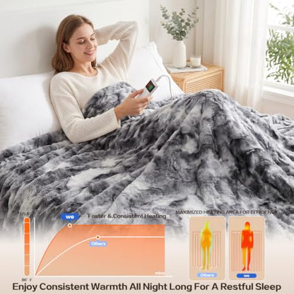 Dark Grey Electric Heated Throw Blanket 50x60 with 10 Heat Settings & Auto Shut Off