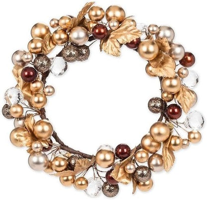 Abbott Collection Beaded Candle Ring - Elegant Gold Design | 6.5" Diameter