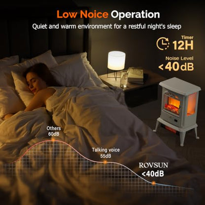 1500W Electric Fireplace Stove with Remote Control - Freestanding Heater, 22.4" H - Variation of 22''H-Remote