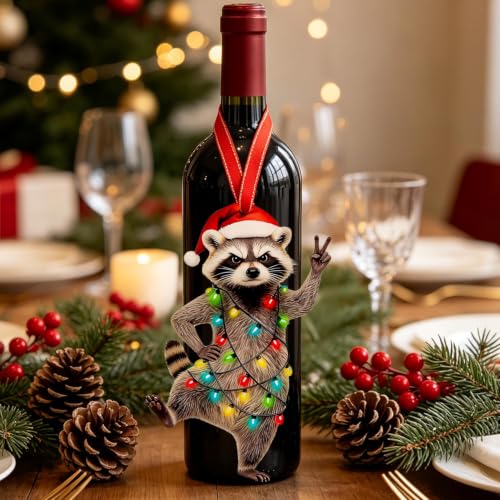 Raccoon Christmas Ornament - Raccoon Lover Gift, Wooden Holiday Decor - Variation of Raccoon Ornaments