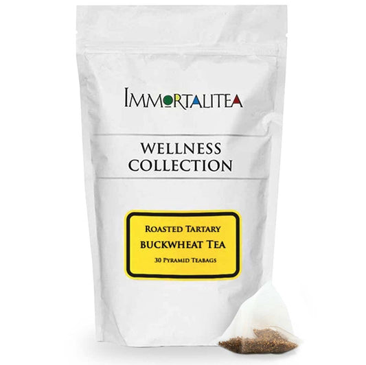 Himalayan Buckwheat Tea - 30 Corn Silk Pyramid Teabags 6 grams each | Roasted Tartary Soba Caffeine Free Tea | Premium Grade, All natural