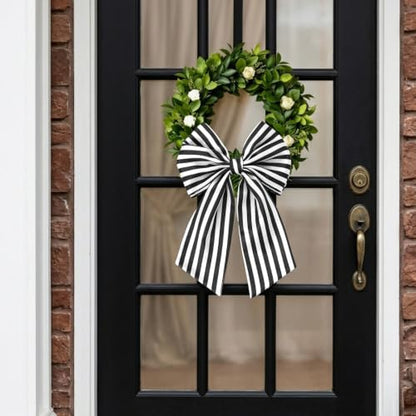 4-Pack Black and White Striped Wreath Sashes for Front Door Decor