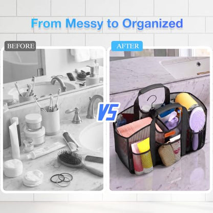 Mesh Shower Caddy with Hook and Handles for Dorms & Travel - Organize Bathroom Supplies