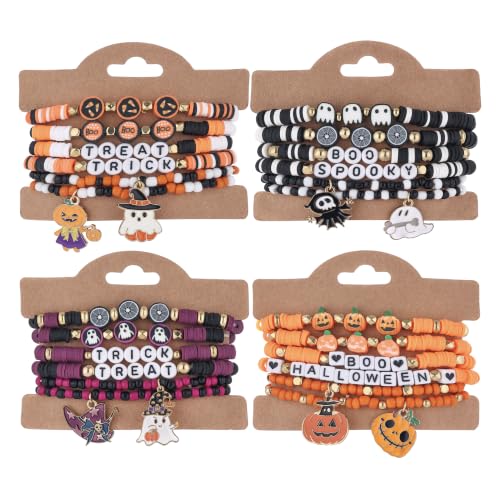 Halloween 24-Piece Beaded Friendship Bracelets for Women Handmade Stackable Jewelry