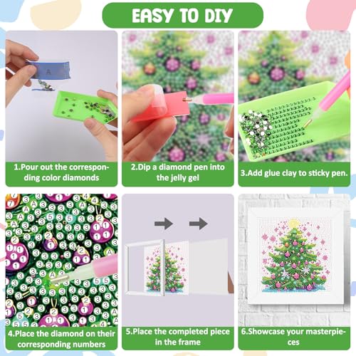 Diamond Art Kit with Frame - Christmas Tree Diamond Painting for Adults & Beginners
