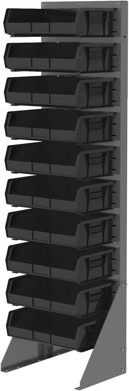 Akro-Mils Plastic Storage Bins - Space-Saving Stackable Organizers for Garage & Pantry | 11" x 16" x 5", Black, 6-Pack