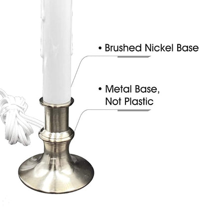 Daily Timer Window Candle 8/16 Hr Heavy Base Nickel Finish, UL Listed, 4 Pack with 2 Extra Bulbs (Brush Nickel, 4) - New Ideal Lights