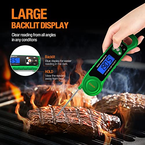 AMMZO Digital Meat Thermometer for Grilling, Candy Thermometer Instant Read Food Thermometer Waterproof with Backlight for Cooking, Deep Fry, BBQ, Grill, Smoker and Roast (Green)