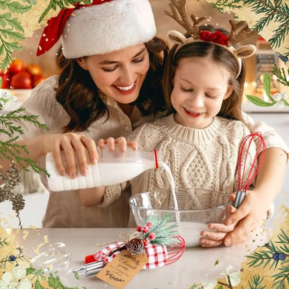 FoldTier 8 Inch Christmas Whisk Baking Set - 12 Pieces with Snowfall Pine & Gift Cards