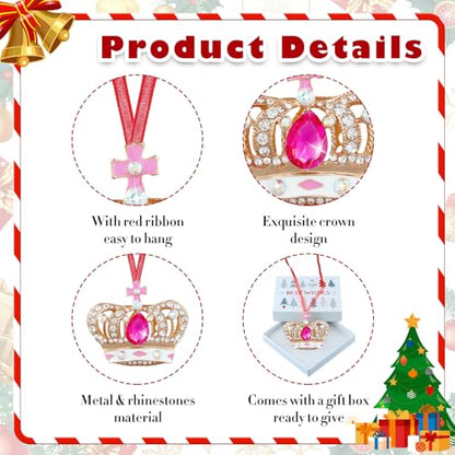 Pink Crown Christmas Ornament - 4-Piece Holiday Decorations for Women & Girls