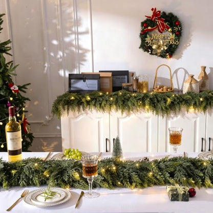 9FT Pre-Lit Christmas Cedar Garland with Lights - Realistic Faux Pine for Holiday Decor - Variation of THIS listing