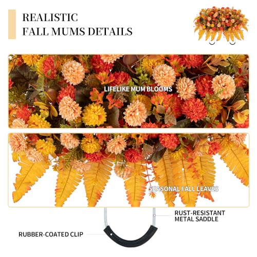 Fall Flowers for Cemetery Decorations Headstone Flower Saddle - Orange & Red