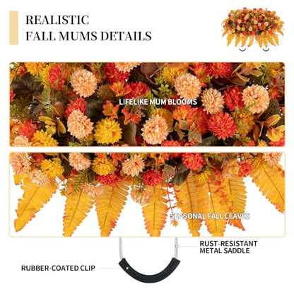 Fall Flowers for Cemetery Decorations Headstone Flower Saddle - Orange & Red