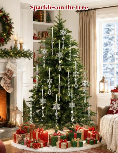 23pcs Crystal Christmas Ornaments Icicle Snowflake Hanging Decor Set