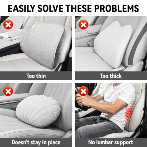 Adjustable Lumbar Support Pillow for Car Black - Back Pain Relief, Lower Back Cushion
