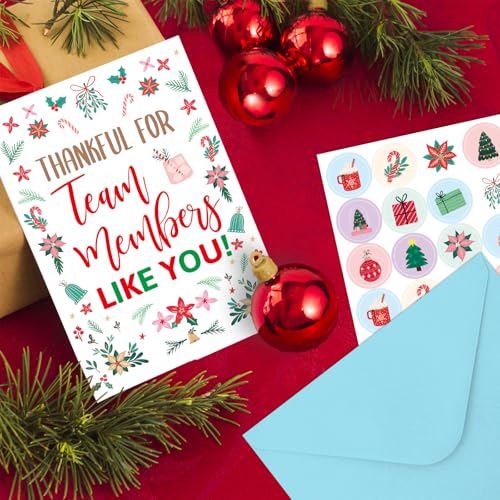 Holiday Appreciation Cards for Employees 24 Pack with Envelopes & Stickers