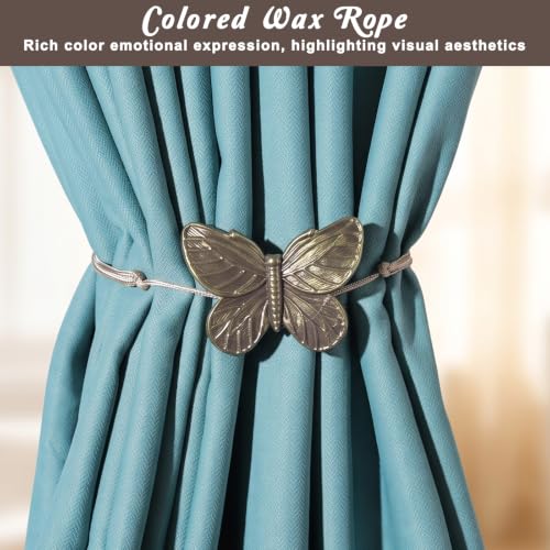Magnetic Curtain Tiebacks with Bee Design, Vintage Copper Finish - 2 Pack