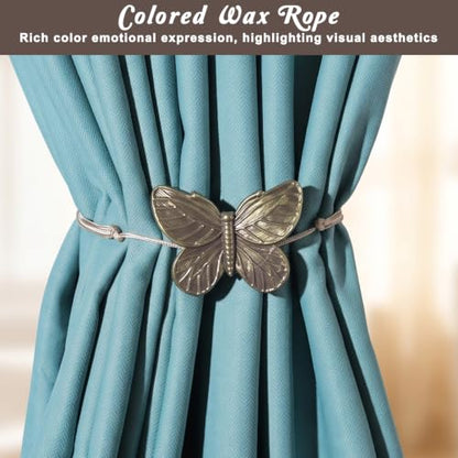 Magnetic Curtain Tiebacks with Bee Design, Vintage Copper Finish - 2 Pack
