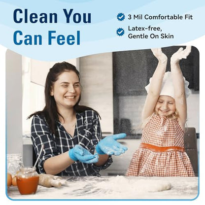 SWIFTLITE Food Safe Disposable Gloves, Blue Nitrile Rubber Gloves, Latex-Free Powder-Free for Food Prep, Cooking, Cleaning (Small, 100)