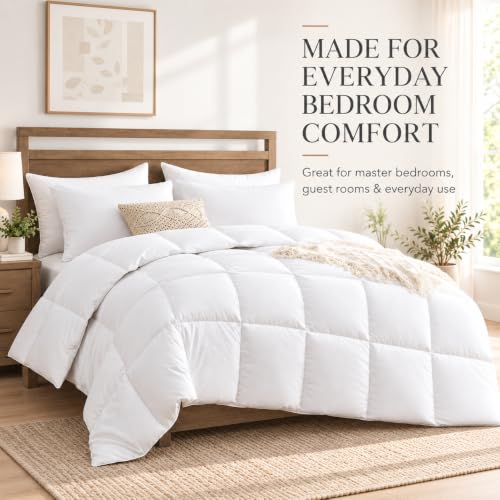 All Season Queen Size Breathable Comforter - Down Alternative Bedding, White 88x88 Inches