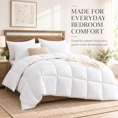 All Season Queen Size Breathable Comforter - Down Alternative Bedding, White 88x88 Inches