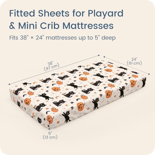 Moonlight Halloween Pack N Play Sheets for Graco Mini Crib - 2 Pack