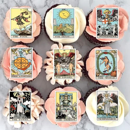 Edible Tarot Cards Cupcake Toppers - Major Arcana Party Decor, Tarot Variation